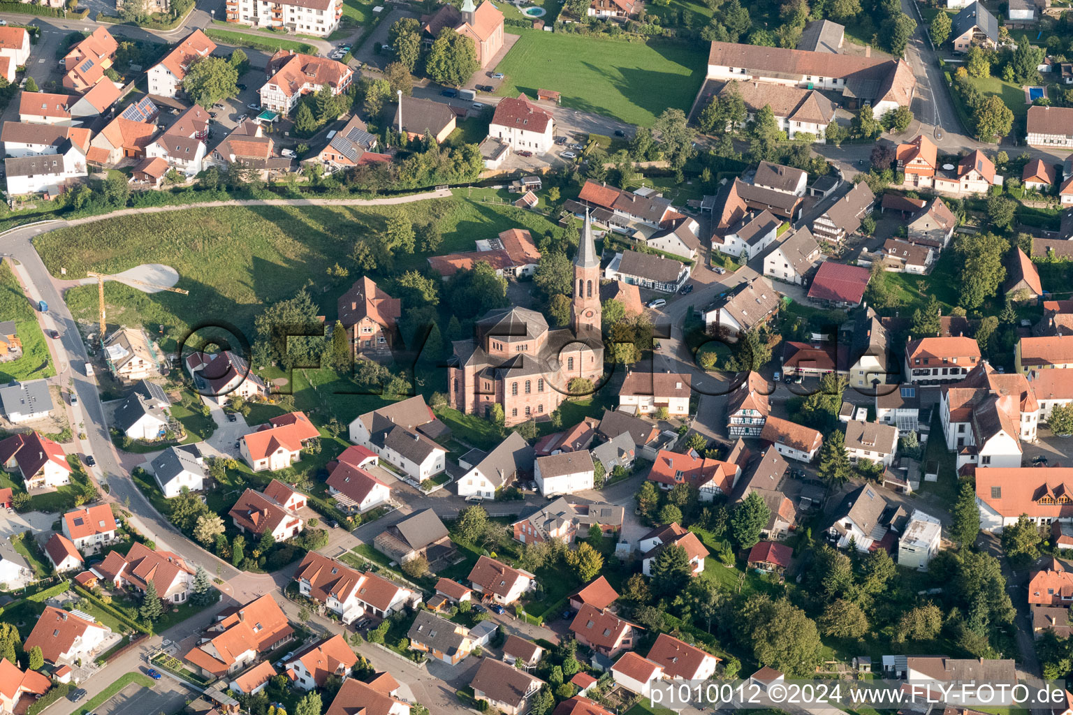 Enregistrement par drone de Quartier Rheinbischofsheim in Rheinau dans le département Bade-Wurtemberg, Allemagne