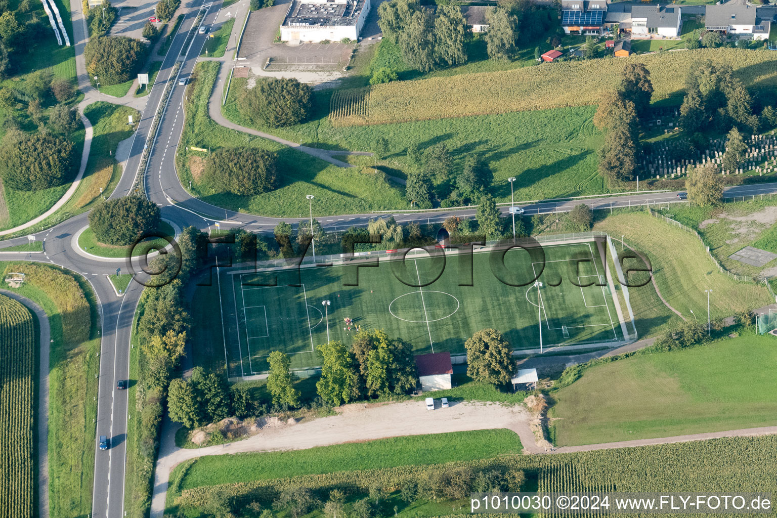 Vue aérienne de Club sportif 1921 eV à le quartier Freistett in Rheinau dans le département Bade-Wurtemberg, Allemagne