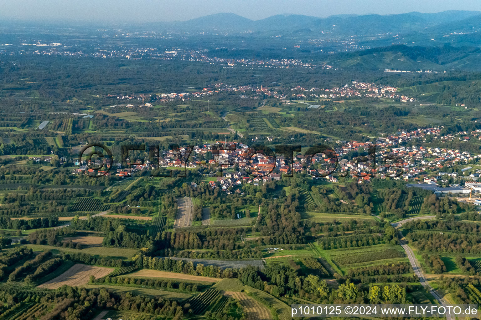 Vue aérienne de Du sud à le quartier Ulm in Renchen dans le département Bade-Wurtemberg, Allemagne