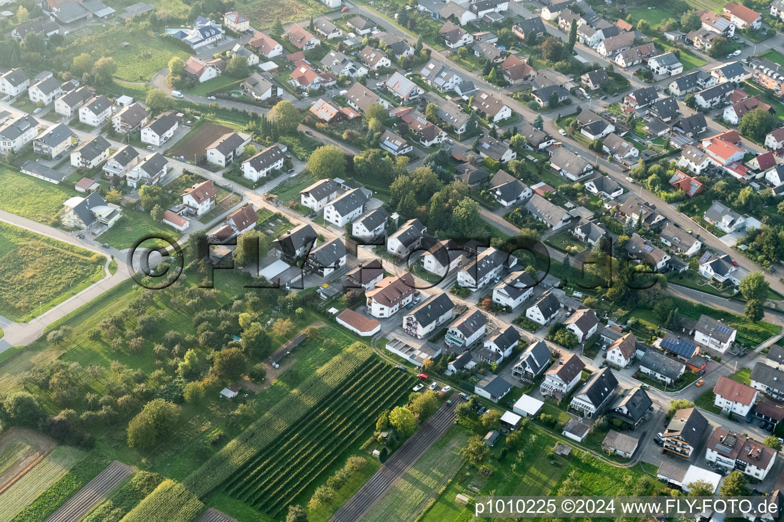 Rue Runzweg à le quartier Urloffen in Appenweier dans le département Bade-Wurtemberg, Allemagne vue d'en haut