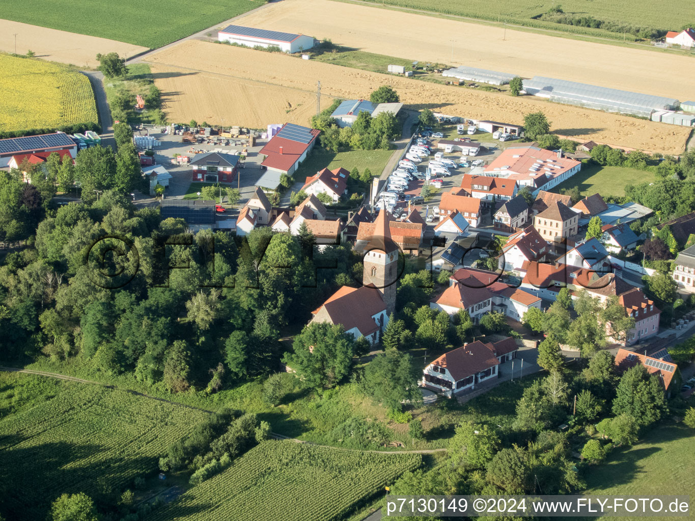 Vue aérienne de Minfeld dans le département Rhénanie-Palatinat, Allemagne