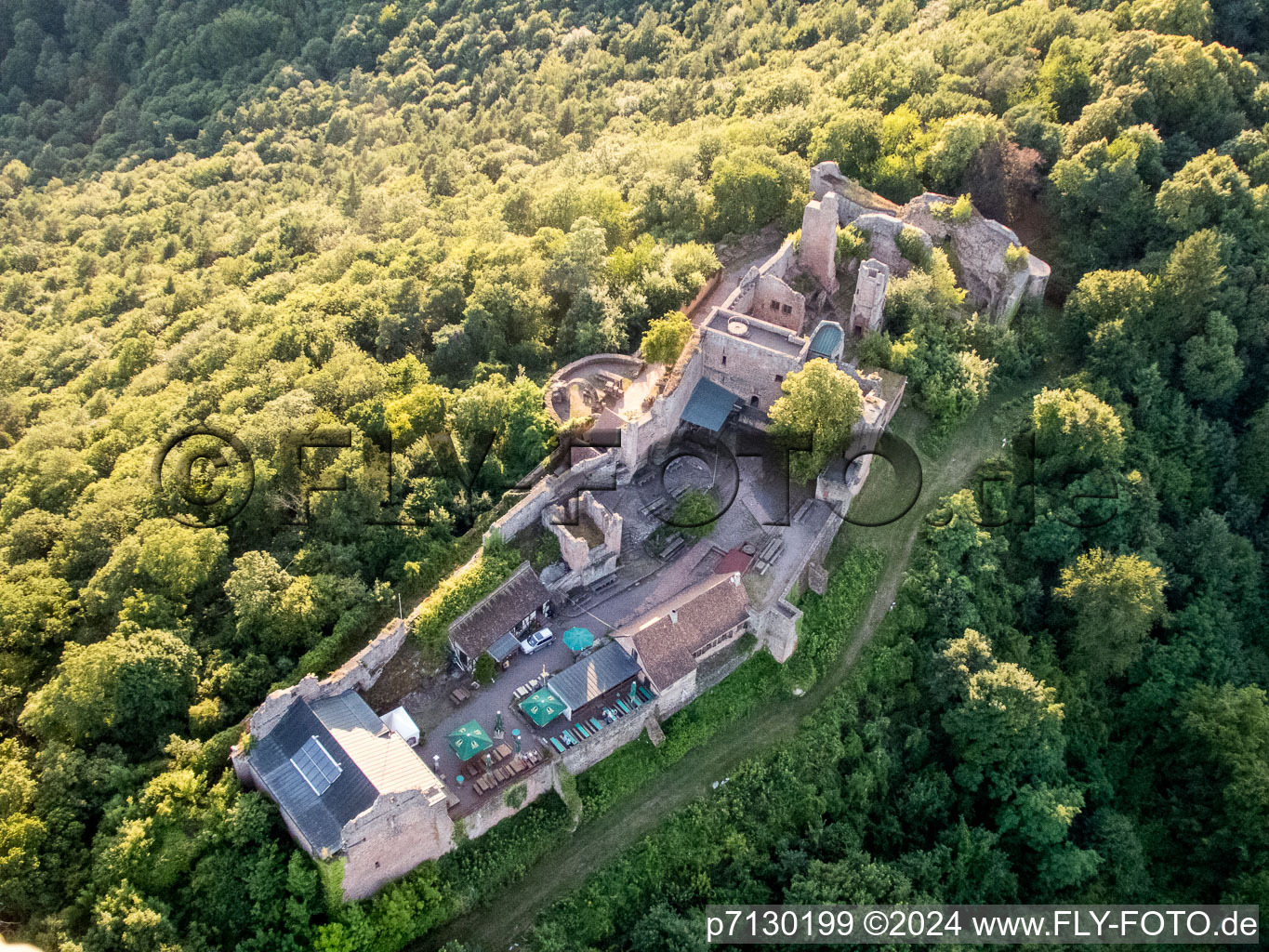 Vue d'oiseau de Madenbourg à Eschbach dans le département Rhénanie-Palatinat, Allemagne