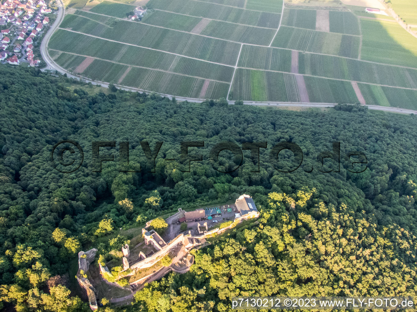 Madenbourg à Eschbach dans le département Rhénanie-Palatinat, Allemagne vu d'un drone