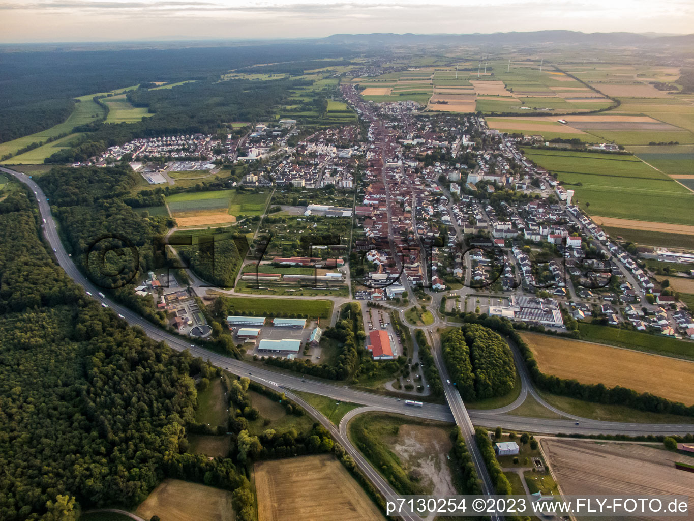 Kandel dans le département Rhénanie-Palatinat, Allemagne vu d'un drone