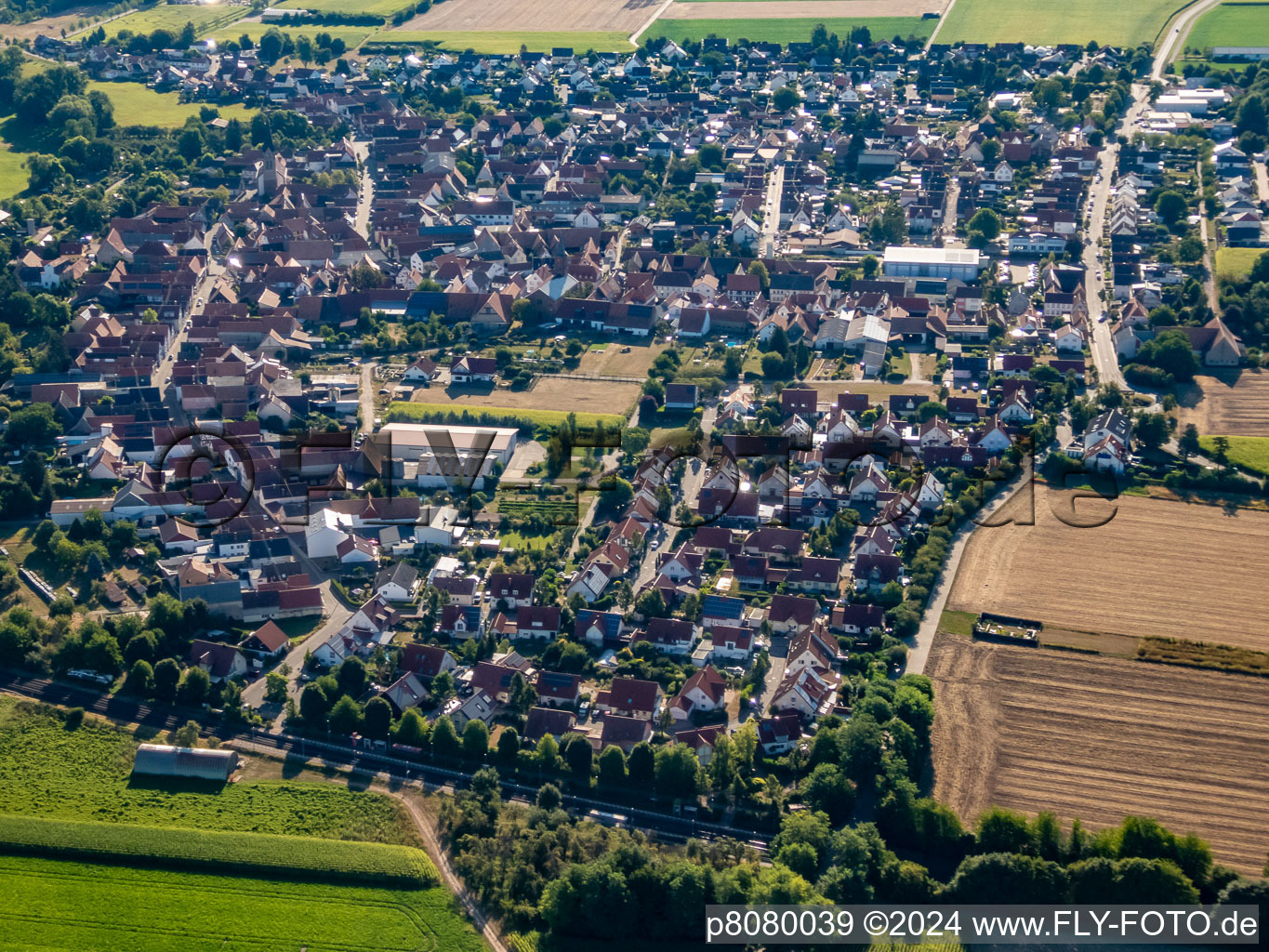 Vue d'oiseau de Steinweiler dans le département Rhénanie-Palatinat, Allemagne