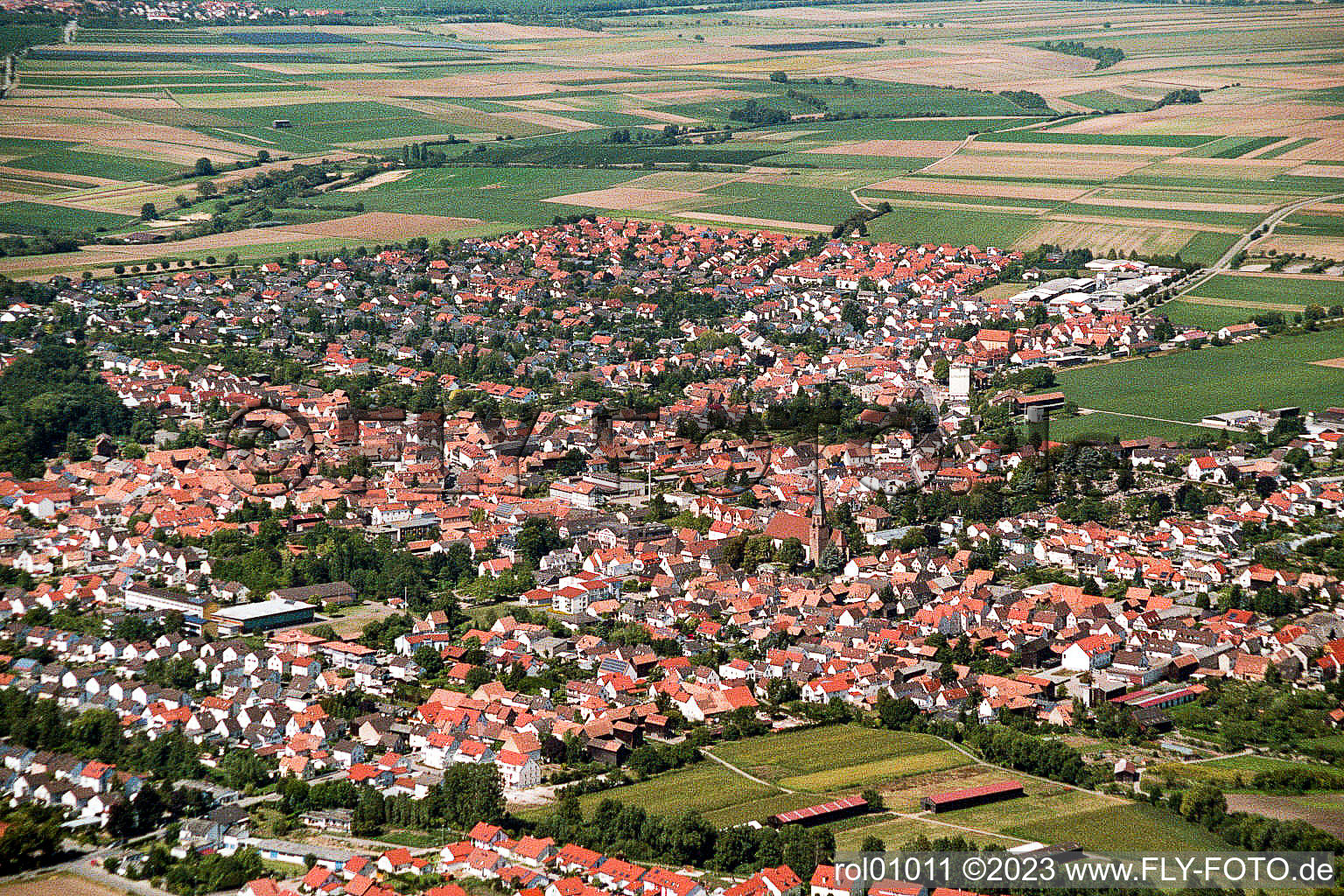 Vue aérienne de De l'ouest à Rülzheim dans le département Rhénanie-Palatinat, Allemagne