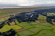 Vue aérienne de Camping Silbermöwe à le quartier Böhl-Süderhöft in Sankt Peter-Ording dans le département Schleswig-Holstein, Allemagne