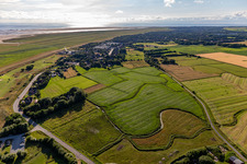 Vue aérienne de Camping Silbermöwe à le quartier Böhl-Süderhöft in Sankt Peter-Ording dans le département Schleswig-Holstein, Allemagne
