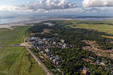 Vue aérienne de Vue de la côte de la mer du Nord à le quartier Bad Sankt Peter in Sankt Peter-Ording dans le département Schleswig-Holstein, Allemagne