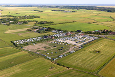Vue aérienne de Caravane et tentes - camping - et emplacement pour tentes Camping SPO en Frise du Nord à le quartier Brösum in Sankt Peter-Ording dans le département Schleswig-Holstein, Allemagne