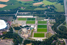 Vue aérienne de Bienvenue à l'Hôtel Gelsenkirchen au Parkstadion à le quartier Erle in Gelsenkirchen dans le département Rhénanie du Nord-Westphalie, Allemagne