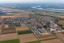 Vue aérienne de Les rives du Rhin à Hügelsheim dans le département Bade-Wurtemberg, Allemagne
