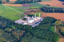 Vue aérienne de Station de compression OGE Schwarzach à le quartier Hildmannsfeld in Rheinmünster dans le département Bade-Wurtemberg, Allemagne