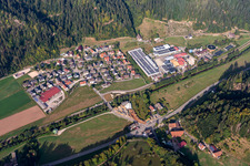 Vue aérienne de Parc industriel de Höfle et implantation d'entreprises. Franz H. Bruder, Roland Erdrich à Höflie à le quartier Ramsbach in Oppenau dans le département Bade-Wurtemberg, Allemagne