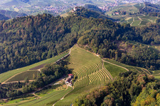Vue aérienne de Château de Staufenberg derrière le Stollenberg à le quartier Heimbach in Durbach dans le département Bade-Wurtemberg, Allemagne