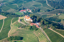 Vue aérienne de Domaine viticole Markgraf von Baden au château de Staufenberg à le quartier Heimbach in Durbach dans le département Bade-Wurtemberg, Allemagne