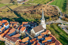 Vue aérienne de Saint Denys à Jockgrim dans le département Rhénanie-Palatinat, Allemagne