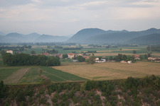 Vue aérienne de TagliamentO à Solimbergo dans le département Frioul-Vénétie Julienne, Italie