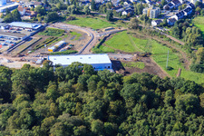 Vue aérienne de Chantier du nouveau bâtiment EDEKA dans la Lauterburger Straße à Kandel dans le département Rhénanie-Palatinat, Allemagne