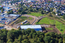 Vue aérienne de Chantier du nouveau bâtiment EDEKA dans la Lauterburger Straße à Kandel dans le département Rhénanie-Palatinat, Allemagne