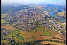 Vue oblique de Vue d'ensemble de la ville depuis le sud à Speyer dans le département Rhénanie-Palatinat, Allemagne