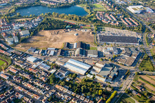 Vue oblique de Nouveau chantier dans la zone industrielle de Schütte-Lanz-Park à Brühl dans le département Bade-Wurtemberg, Allemagne