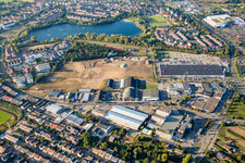 Zone industrielle et implantation d'entreprises Schütte-Lanz-Park dans le district de Rheinau à Brühl dans le département Bade-Wurtemberg, Allemagne d'en haut