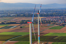Photographie aérienne de Parc éolien à le quartier Offenbach in Offenbach an der Queich dans le département Rhénanie-Palatinat, Allemagne