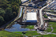 Nouvelle ouverture du nouveau bâtiment EDEKA dans la Lauterburger Straße à Kandel dans le département Rhénanie-Palatinat, Allemagne depuis l'avion