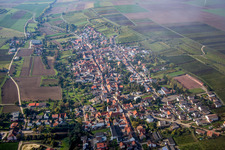 Vue aérienne de Champs agricoles et terres agricoles à Kindenheim dans le département Rhénanie-Palatinat, Allemagne