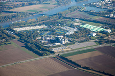 Vue aérienne de Station d'épuration BASF à le quartier Mörsch in Frankenthal dans le département Rhénanie-Palatinat, Allemagne