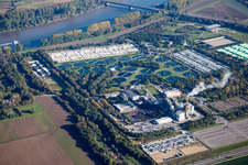 Vue aérienne de Station d'épuration BASF à le quartier Mörsch in Frankenthal dans le département Rhénanie-Palatinat, Allemagne
