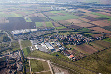 Vue aérienne de Scharhof, IKEA à le quartier Sandhofen in Mannheim dans le département Bade-Wurtemberg, Allemagne