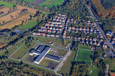 Vue aérienne de Prison militaire américaine Coleman Stockade à le quartier Sandhofen in Mannheim dans le département Bade-Wurtemberg, Allemagne
