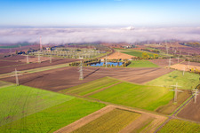 Vue aérienne de Amprion GmbH - sous-station à le quartier Rosengarten in Lampertheim dans le département Hesse, Allemagne