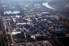 Vue aérienne de BASF Lampertheim à Lampertheim dans le département Hesse, Allemagne