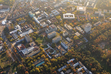 Vue aérienne de Campus sud de l'Institut de technologie de Karlsruhe (KIT) à le quartier Innenstadt-Ost in Karlsruhe dans le département Bade-Wurtemberg, Allemagne