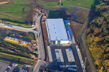 Vue oblique de ALDI et EDEKA sur la Lauterburger Straße à Kandel dans le département Rhénanie-Palatinat, Allemagne