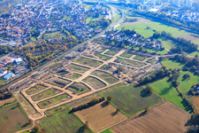 Vue oblique de Nouvelle zone de développement de Niederwiesen à Wörth am Rhein dans le département Rhénanie-Palatinat, Allemagne