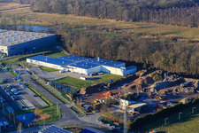 Vue oblique de Zone industrielle Horst, Alfa Aesar GmbH à le quartier Minderslachen in Kandel dans le département Rhénanie-Palatinat, Allemagne