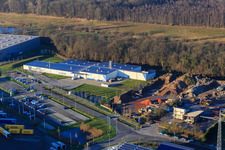 Zone industrielle de Horst, Alfa Aesar GmbH à le quartier Minderslachen in Kandel dans le département Rhénanie-Palatinat, Allemagne depuis l'avion