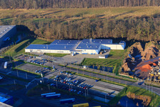 Zone industrielle de Horst, Alfa Aesar GmbH à le quartier Minderslachen in Kandel dans le département Rhénanie-Palatinat, Allemagne du point de vue du drone