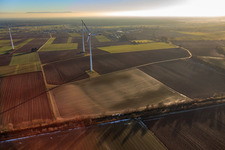 Parc éolien de Minfeld à Minfeld dans le département Rhénanie-Palatinat, Allemagne d'en haut