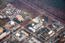 Vue oblique de KIT Nord à le quartier Leopoldshafen in Eggenstein-Leopoldshafen dans le département Bade-Wurtemberg, Allemagne