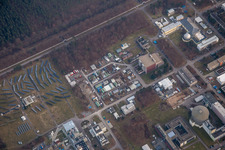 Vue aérienne de Campus Nord du KIK à le quartier Leopoldshafen in Eggenstein-Leopoldshafen dans le département Bade-Wurtemberg, Allemagne