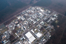 Vue oblique de Campus Nord du KIK à le quartier Leopoldshafen in Eggenstein-Leopoldshafen dans le département Bade-Wurtemberg, Allemagne
