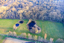 Biotope d'Altbach en hiver à le quartier Minderslachen in Kandel dans le département Rhénanie-Palatinat, Allemagne vue d'en haut