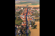 Photographie aérienne de Rue principale vue de l'est à Minfeld dans le département Rhénanie-Palatinat, Allemagne