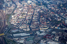 Vue aérienne de Quartier Schwetzingerstadt in Mannheim dans le département Bade-Wurtemberg, Allemagne