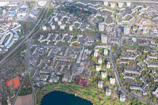 Vue aérienne de Zone de peuplement à le quartier Vogelstang in Mannheim dans le département Bade-Wurtemberg, Allemagne